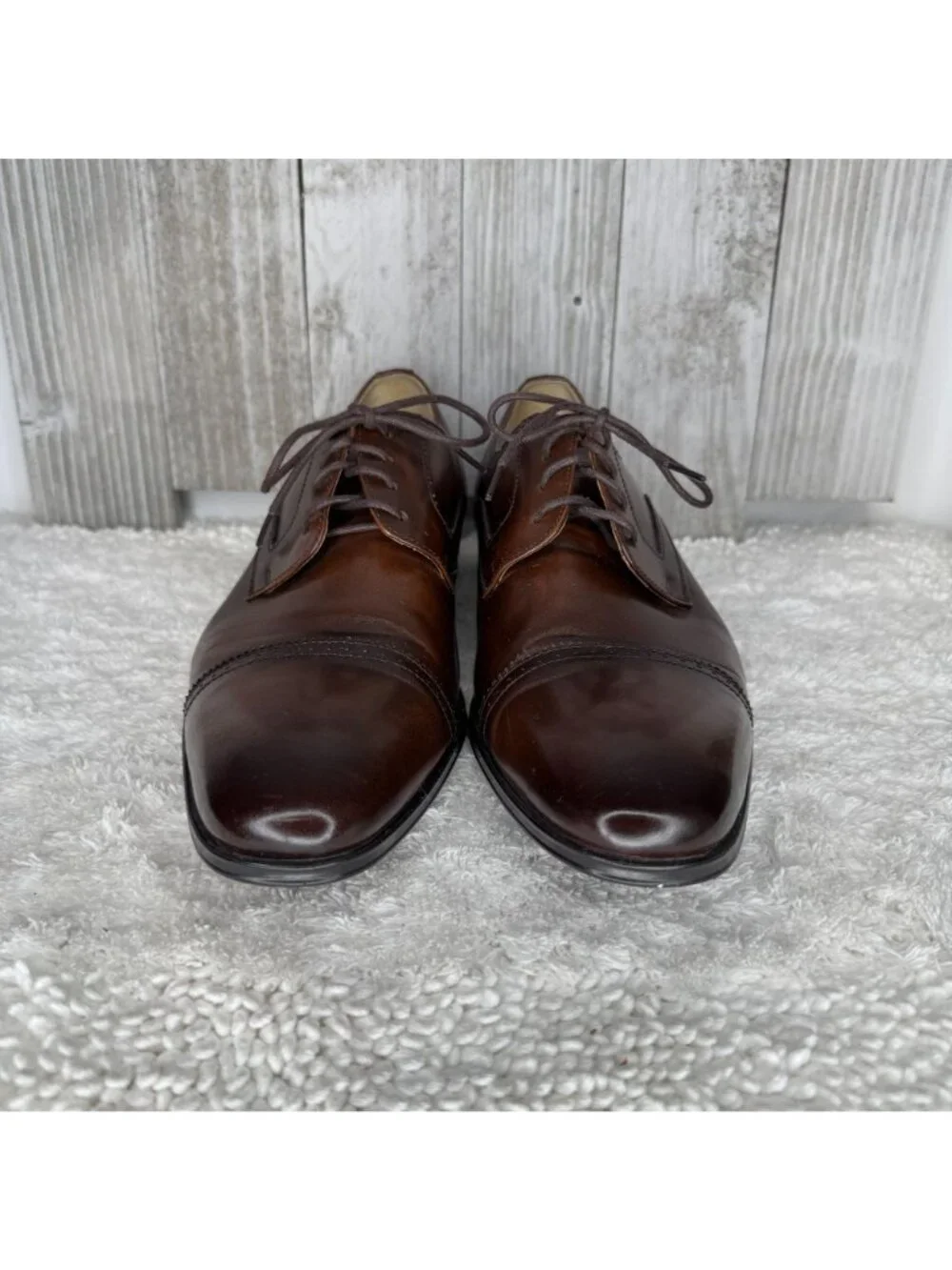 Shoopen Black Label Men's Brown Leather Quarter-Brogue Derby Shoes Size 10 NEW